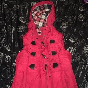 Red and plaid puffer vest